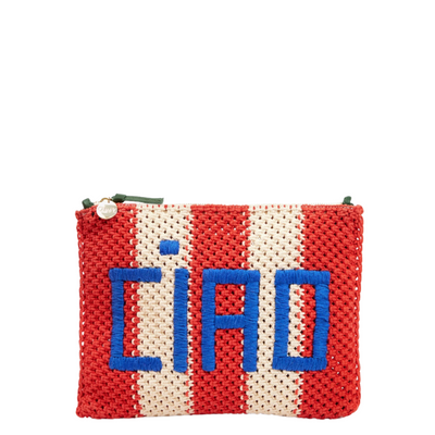Flat Clutch w/ Tabs - Cream & Bright Poppy