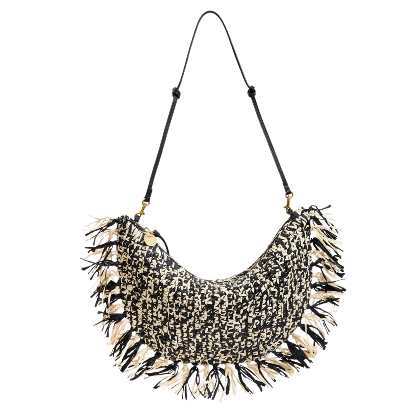 Lune - Black & Cream Raffia w/ Fringe