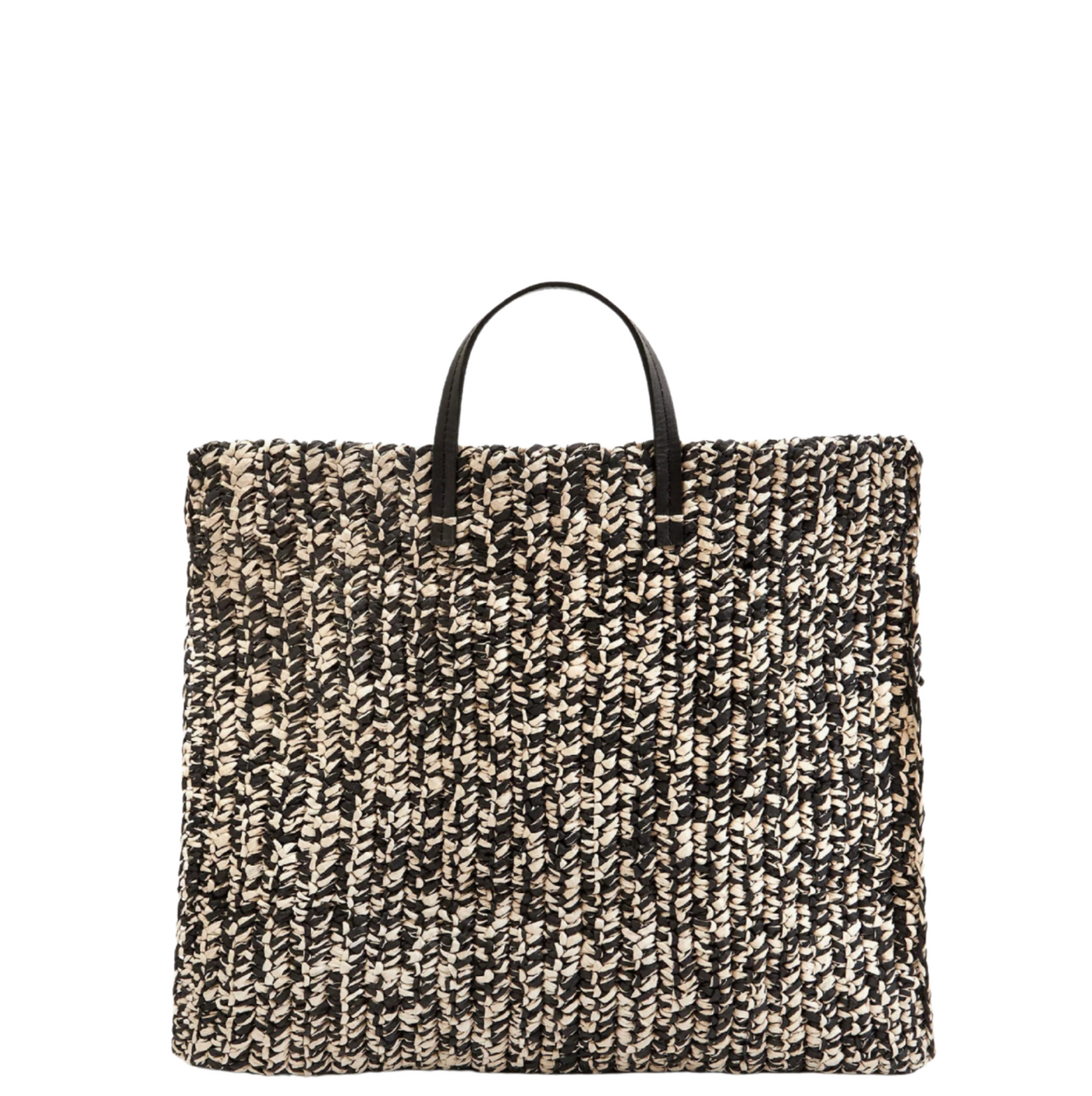 Summer Simple Tote - Black & Cream Raffia
