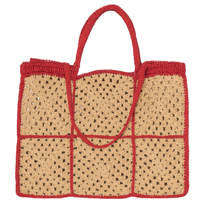 Carrey Raffia Tote - Red