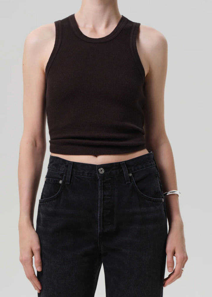 Inez Waffle Tank - Chocolate