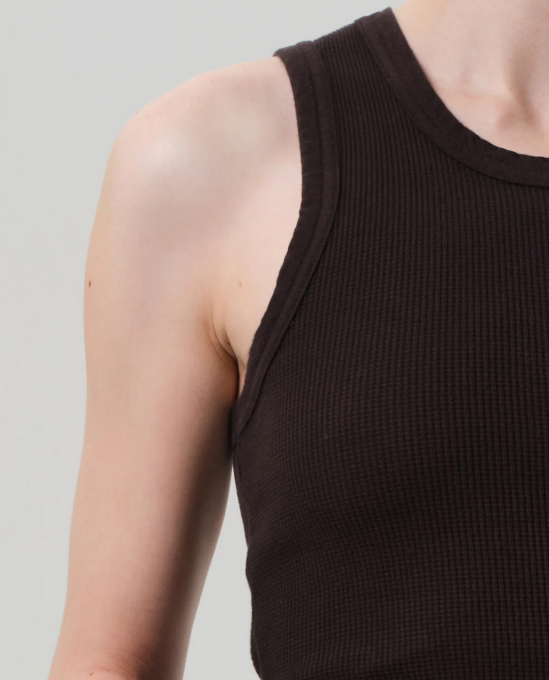 Inez Waffle Tank - Chocolate