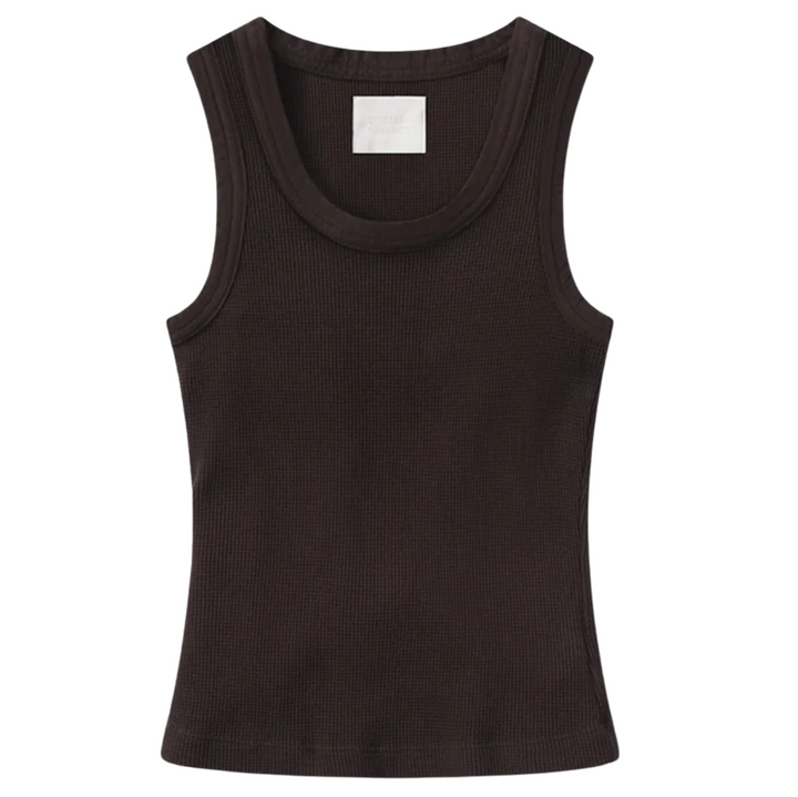 Inez Waffle Tank - Chocolate