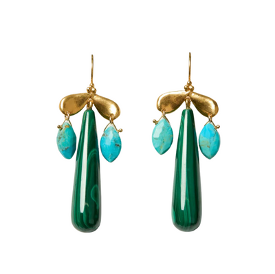 Dragonfly Chandelier Earrings - Malachite