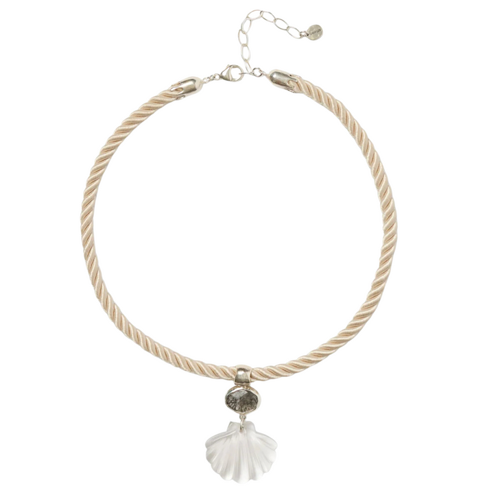 Scallop Twist Cord Necklace - Clear Quartz