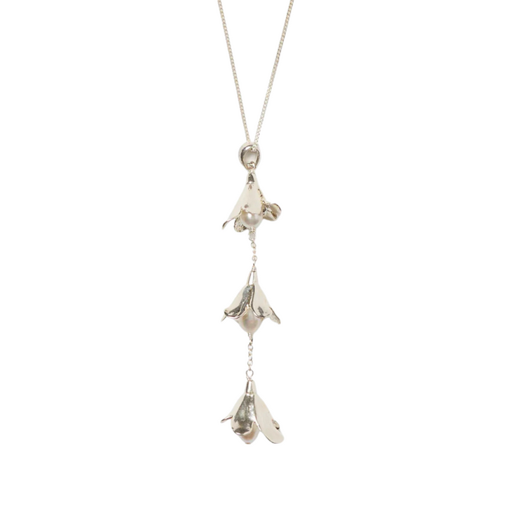 Bellflower Drop Necklace - Silver