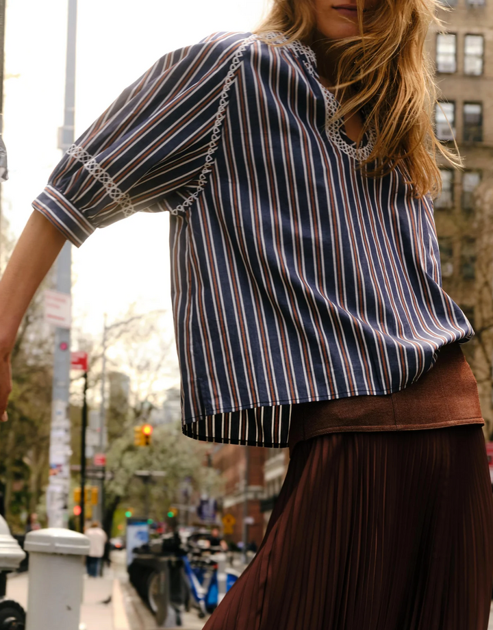Eleanor Top - Navy Stripe