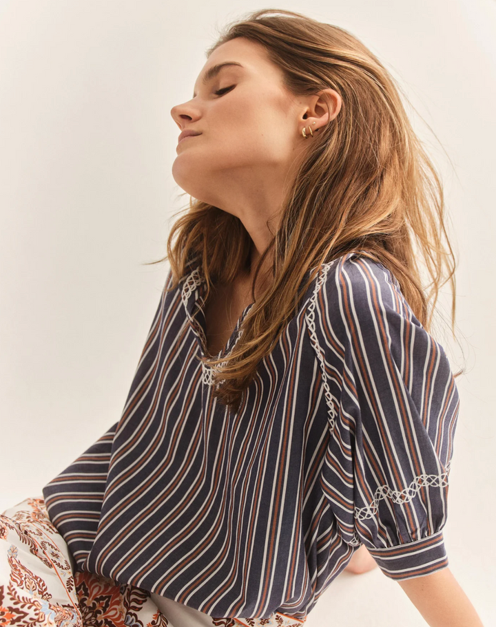 Eleanor Top - Navy Stripe