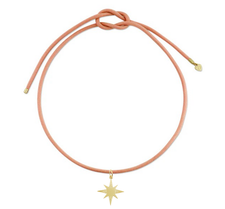 Pink Necklace Cord with Star Compass