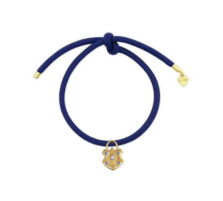 Navy Bracelet Cord with Shield Padlock