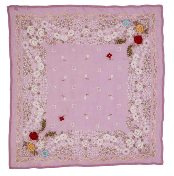 Embroidered Floral Bandana - Pastel Lavender