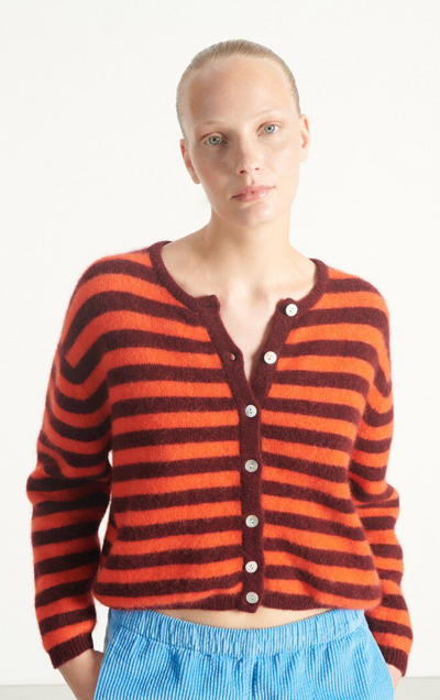 Vitow Cardi - Striped Garnet/Melange