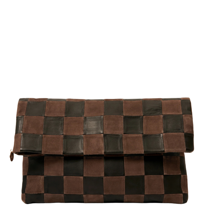 Carryall Clutch w/ Tabs - Black/Chocolate Oversized Checker
