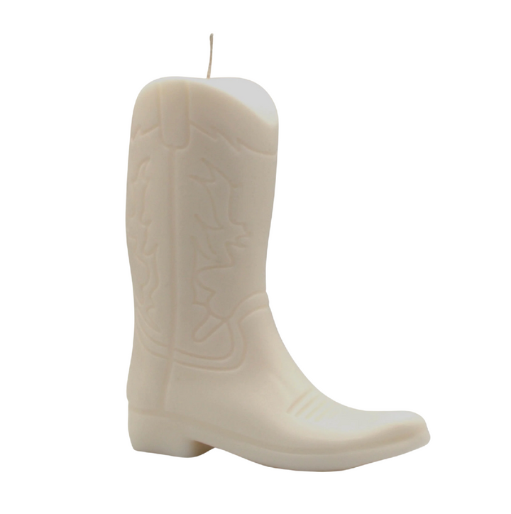 Cowboy Boot Candle - White