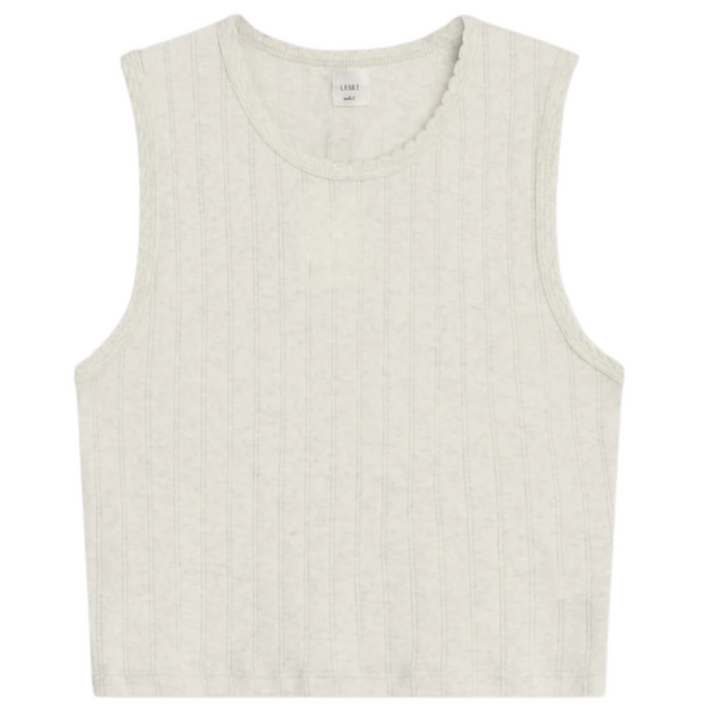 Pointelle Sleeveless Crew - Cloud Melange