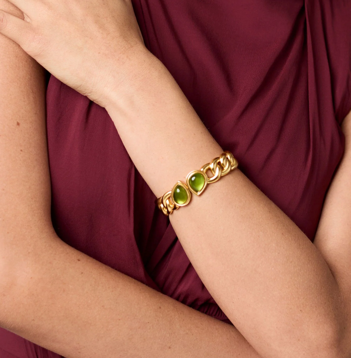 Dolce Hinge Bangle Small - Iridescent Palmetto Green