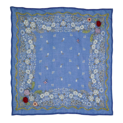 Embroidered Floral Bandana - Granada Sky