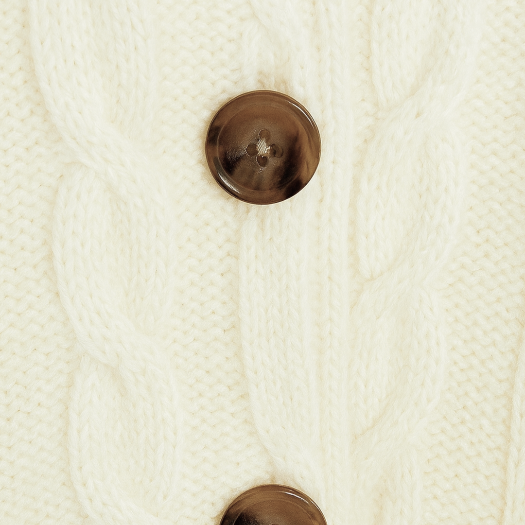 Elle Cable Cardigan-White