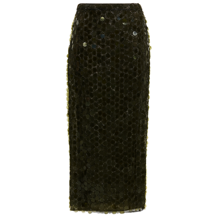 Zyon Mesh Sequin Skirt - Olive