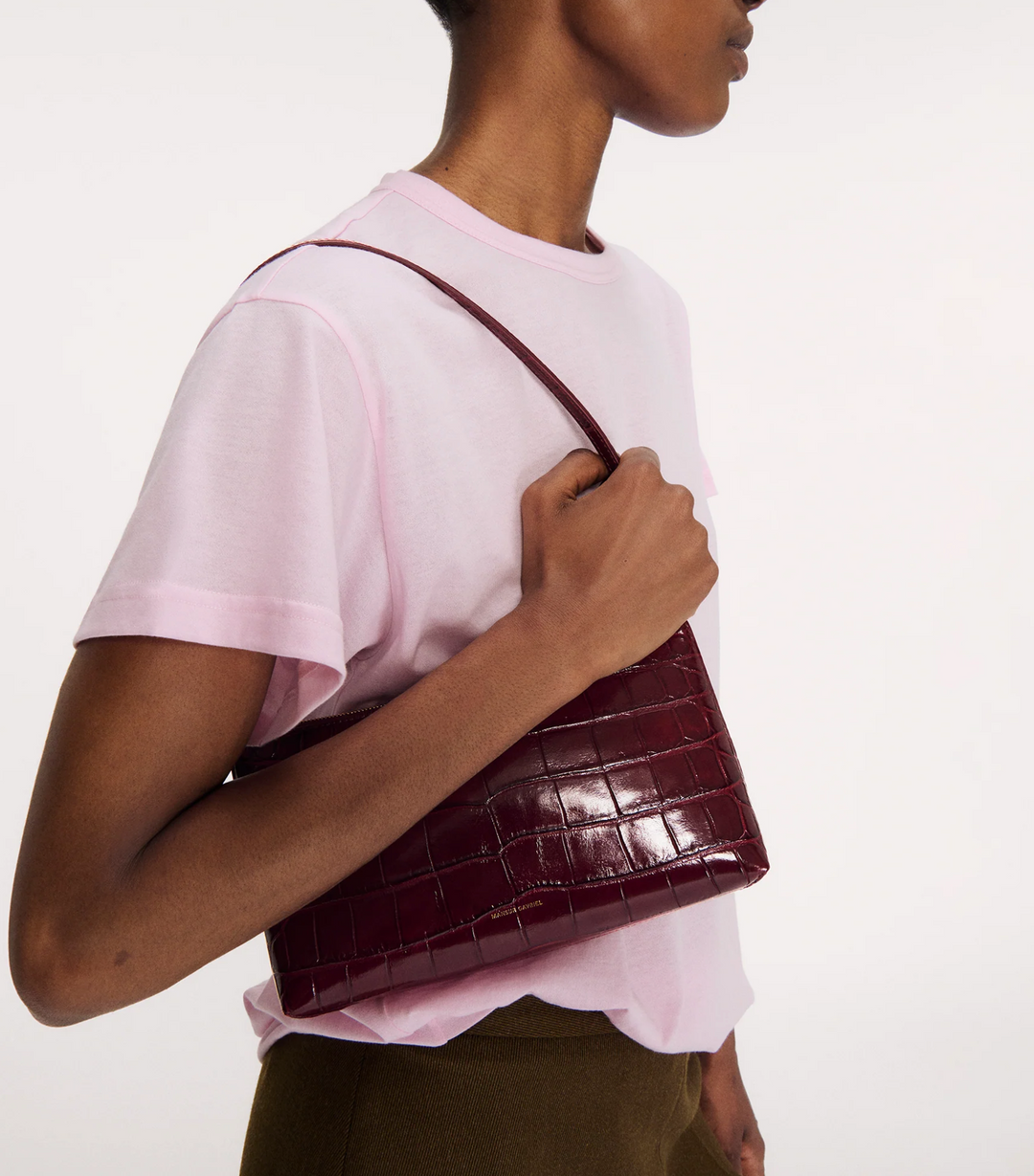 Gaia Shoulder Bag - Oxblood Croc