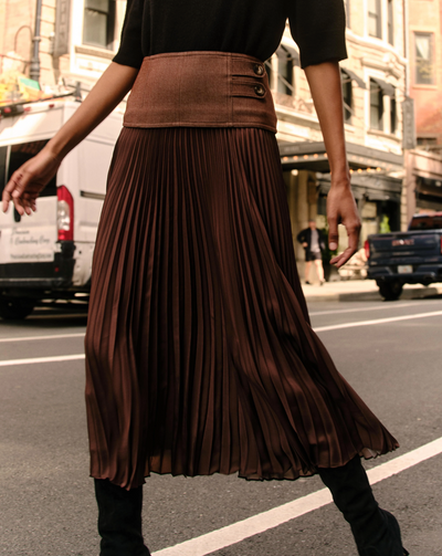 Estelle Pleated Skirt - Mocha
