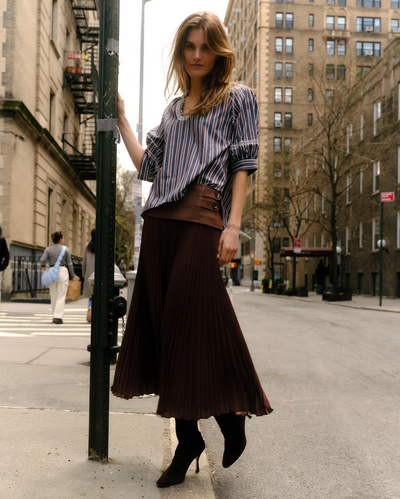 Estelle Pleated Skirt - Mocha