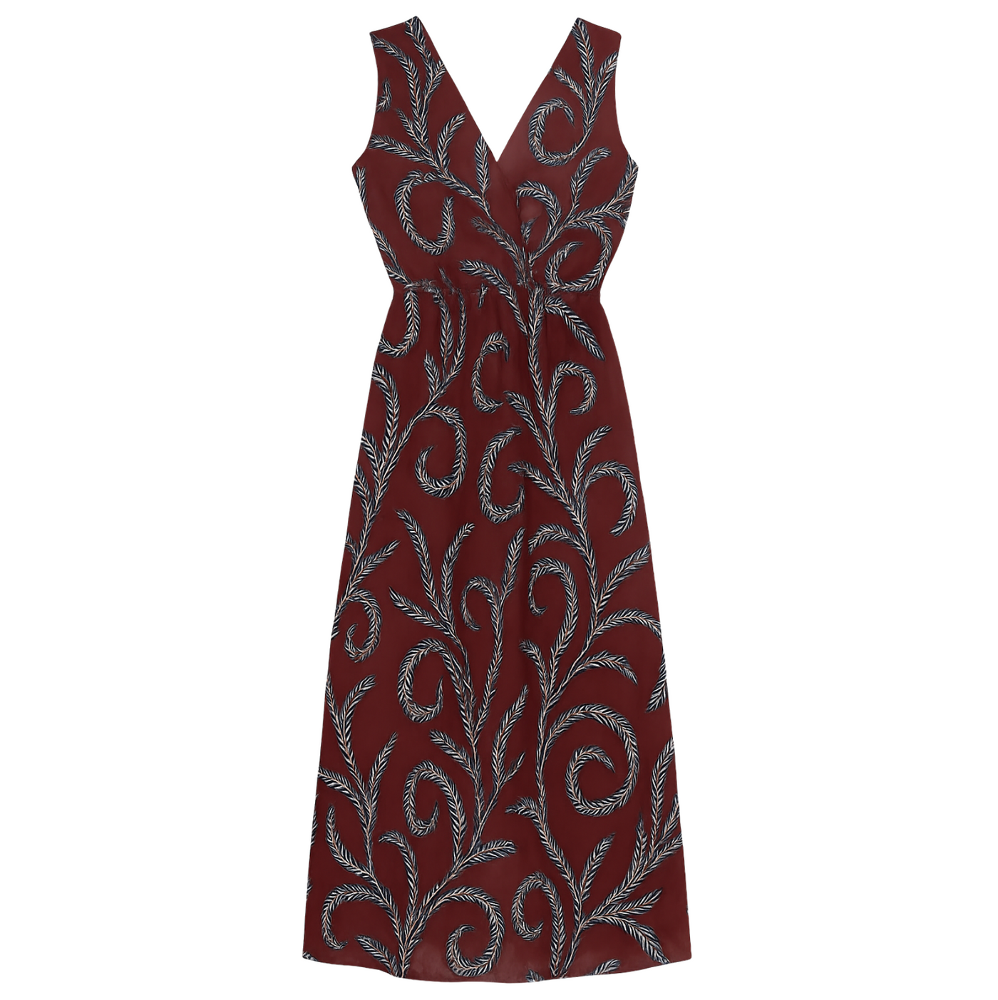 Nico Sleeveless Maxi w/ Sash - Feather Bordeaux