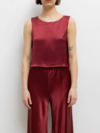 Barb Crop Sleeveless Crew - Bordeaux
