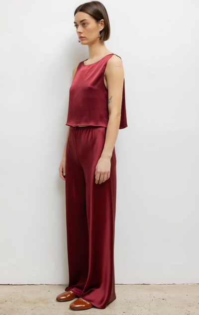 Barb Crop Sleeveless Crew - Bordeaux
