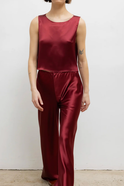 Barb Crop Sleeveless Crew - Bordeaux