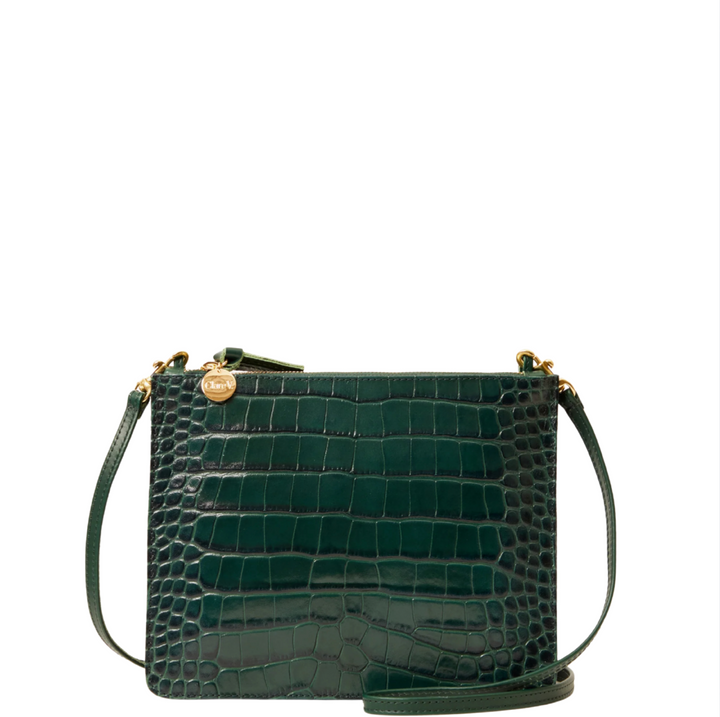 Margot Double Sac Bretelle - Deep Pine Embossed Croco