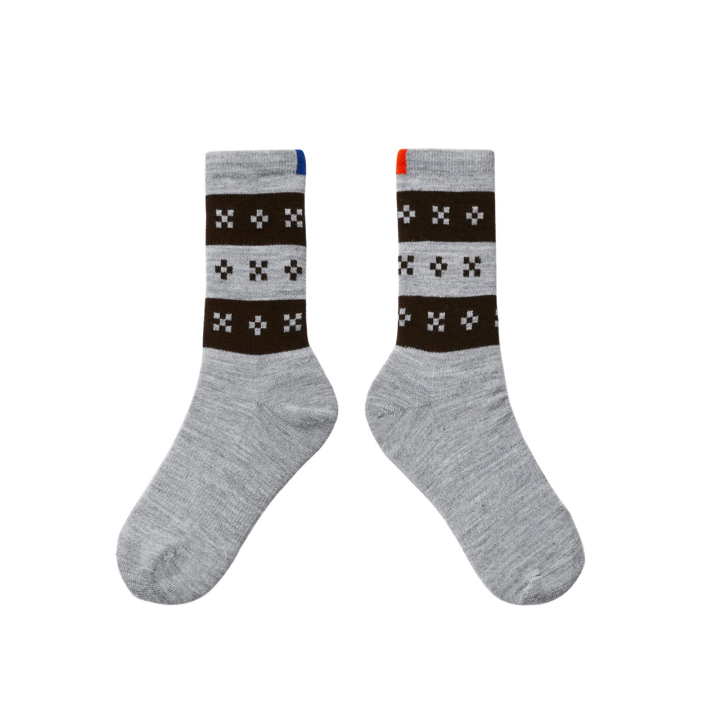The Women's Fair Isle Sock - Heather Grey/Brown