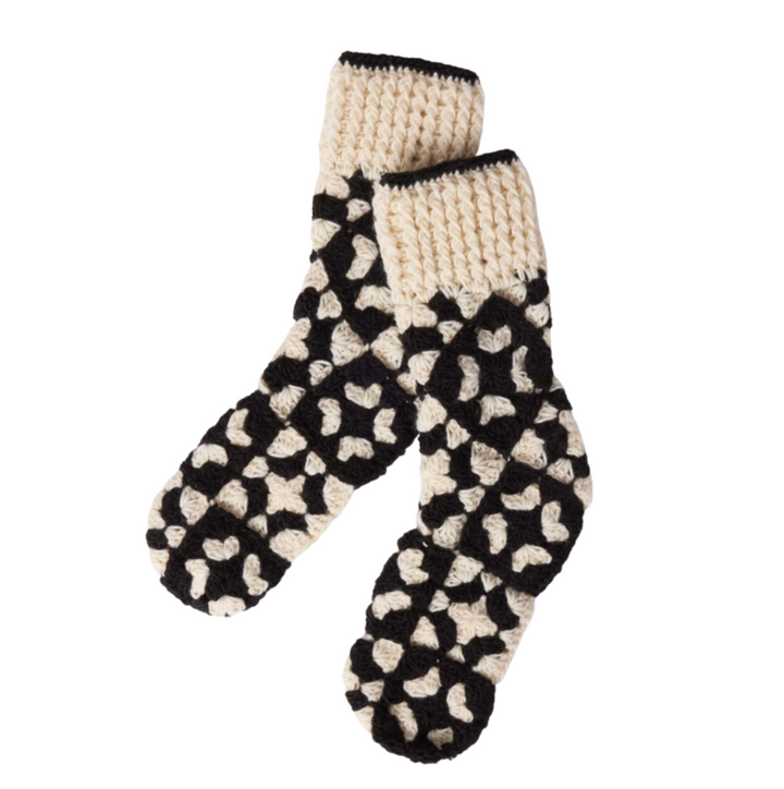 La Paz Crochet Slipper Socks - Black/White