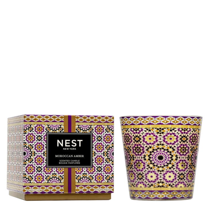 Decorative Moroccan Amber 3-Wick Candle
