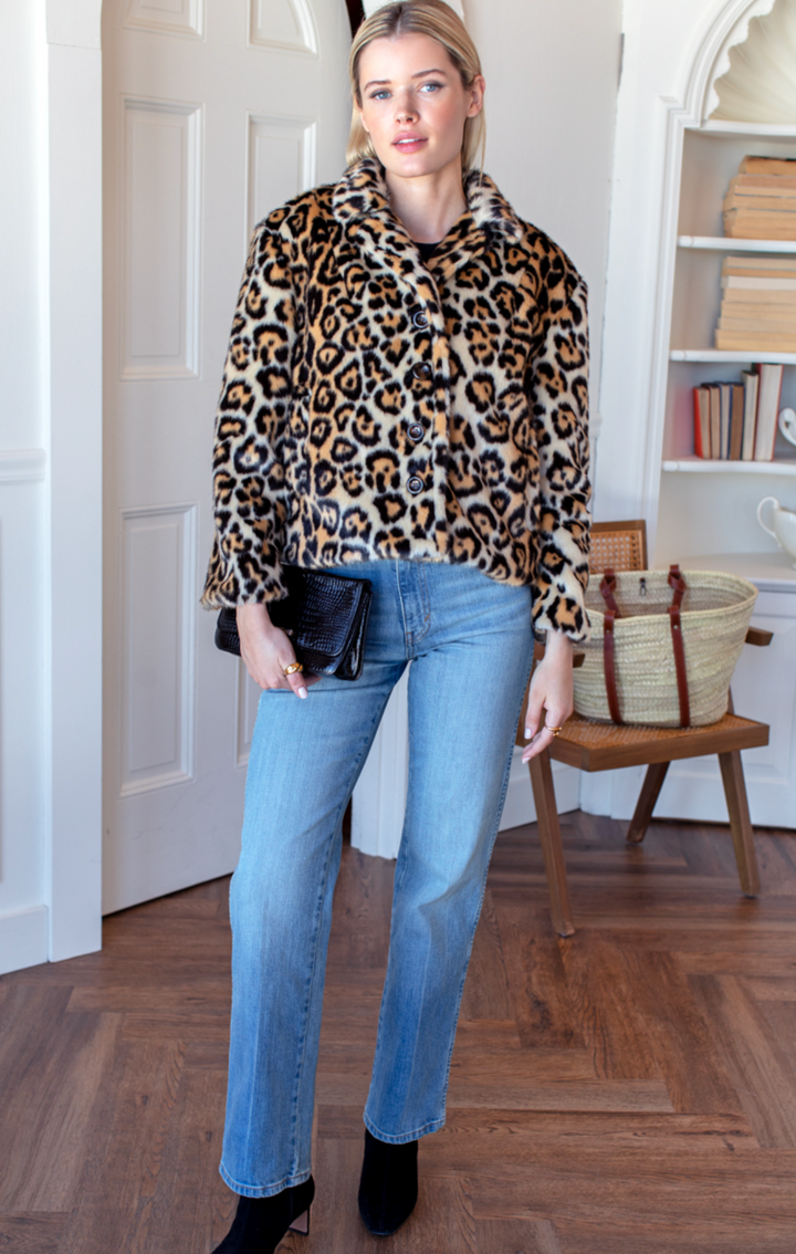 Short 60s Coat - Leopard Fur