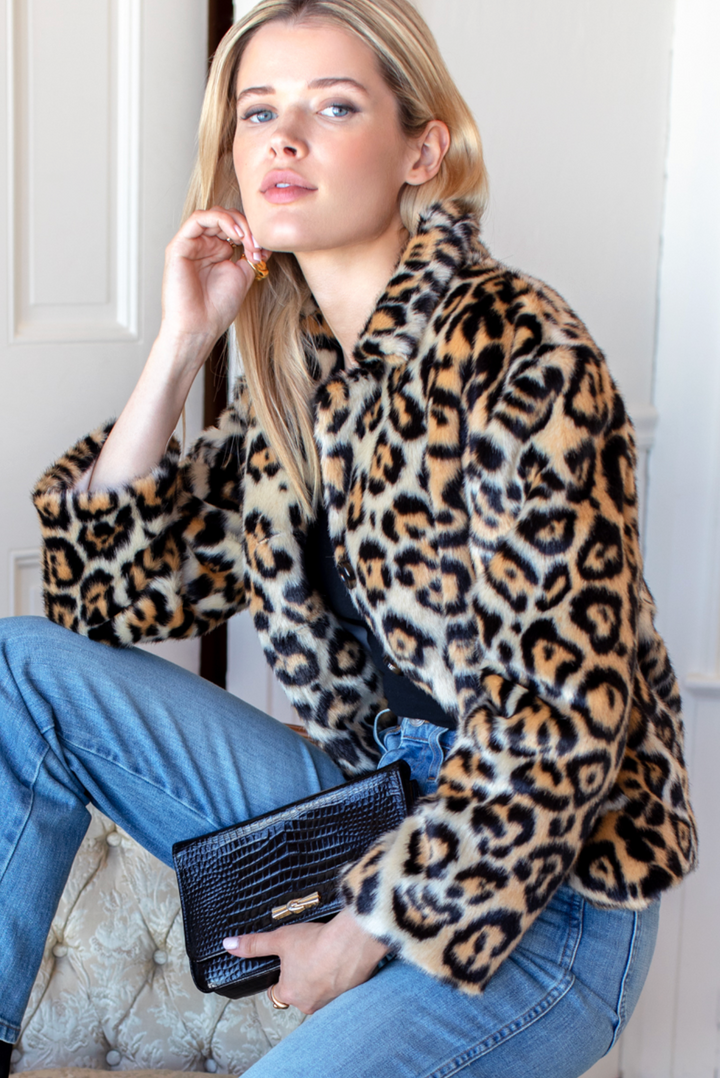 Short 60s Coat - Leopard Fur