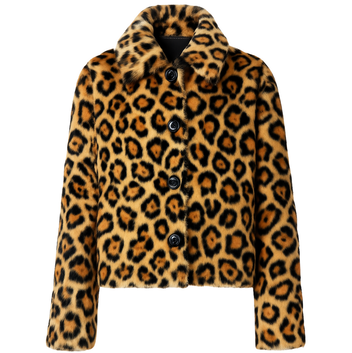 Short 60s Coat - Leopard Fur