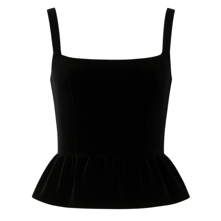 Jour Peplum Top - Black Velvet