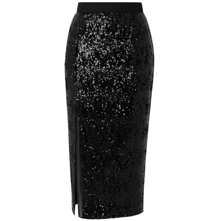 Sequin Pencil Skirt - Black