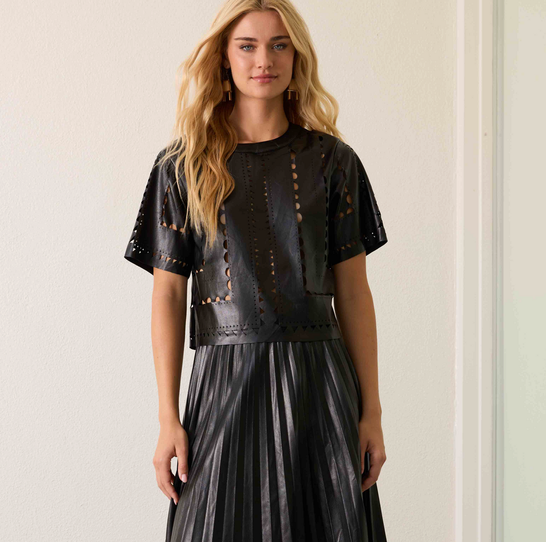 Anisa Top - Black Vegan Leather