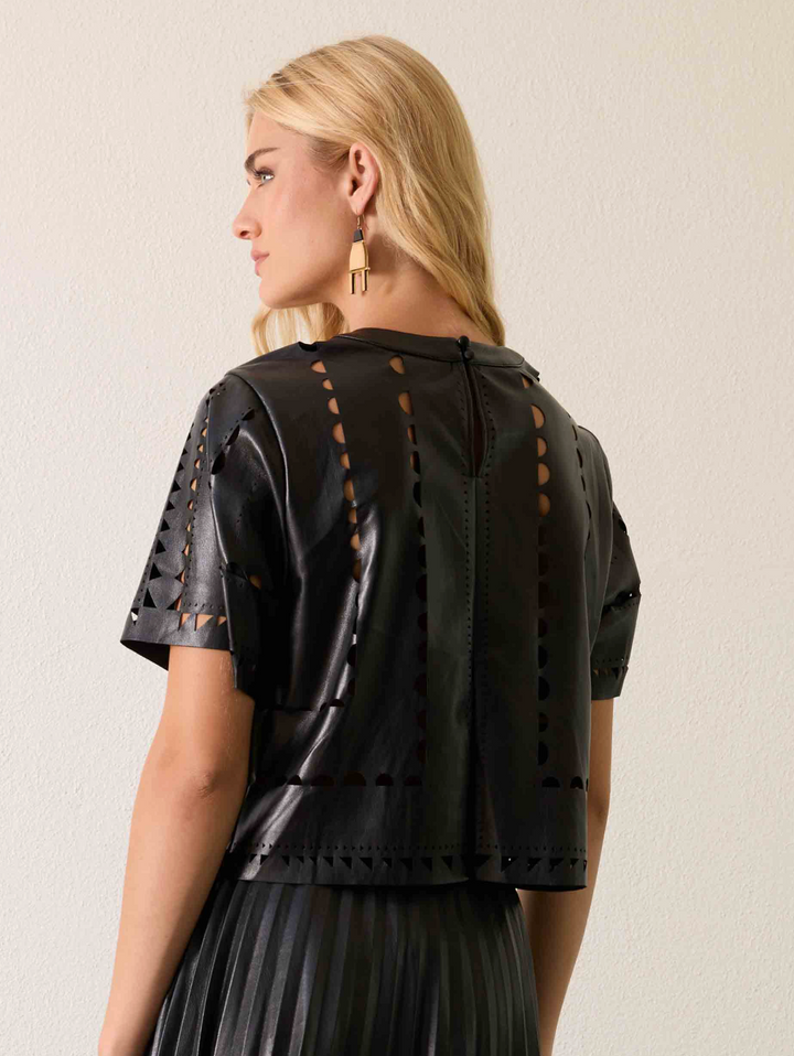 Anisa Top - Black Vegan Leather