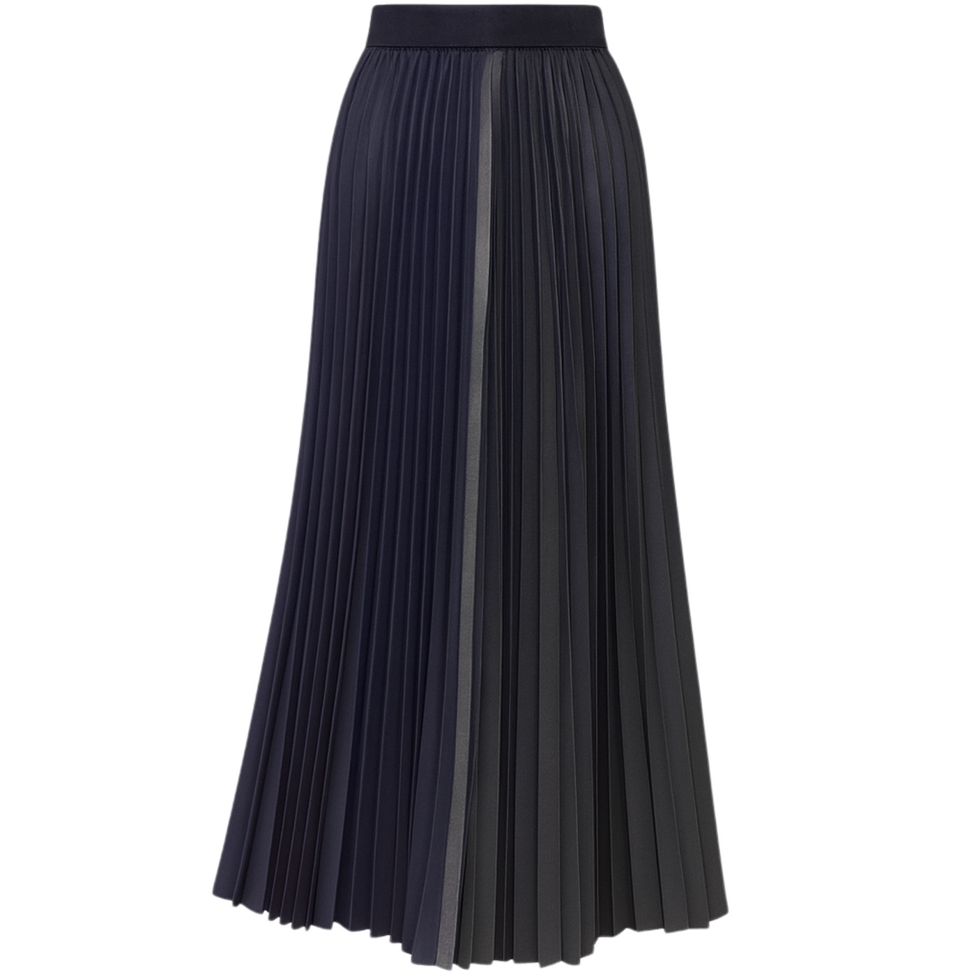 Denim Pinstripe Pleat Skirt - Grey/Indigo
