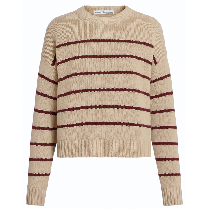 Paige Pullover- Vellum/Garnet