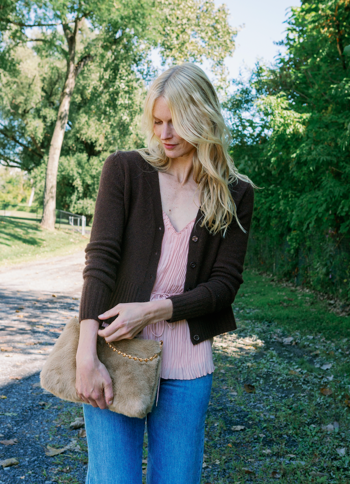 Chrissy V Neck Cardigan- Americano