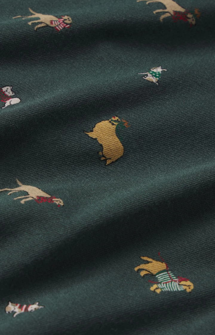 Gisele Printed Long PJ Set - Pine/Ivory