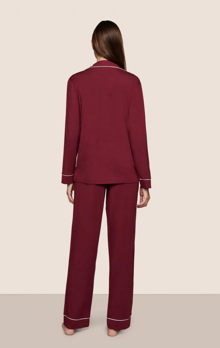 Gisele Long PJ Set - Bordeaux/Ivory