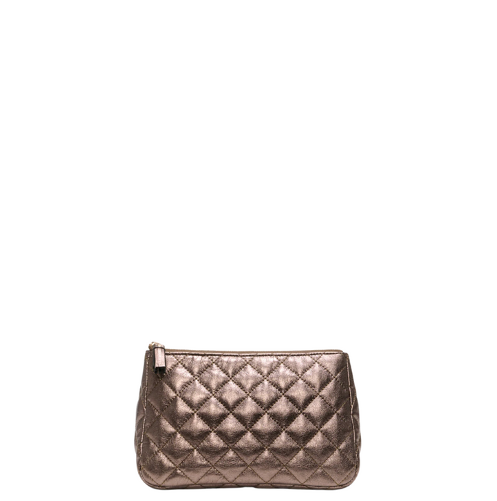 Medium Luna Cosmetic - Espresso Metallic Leather