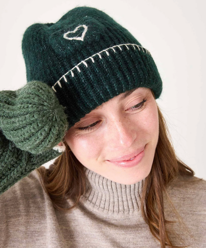 Sailor Love Whipstitch Beanie - Green/Heathered Cream