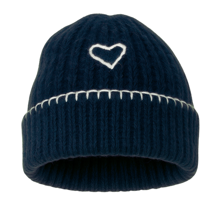 Sailor Love Whipstitch Beanie - Navy/Heathered Cream