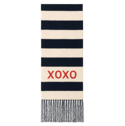 Sailor Love Fringe Scarf - Navy/Heathered Cream